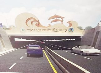 An artist’s rendering of the proposed traffic tunnel under the intersection of Central and Sukhumvit roads.